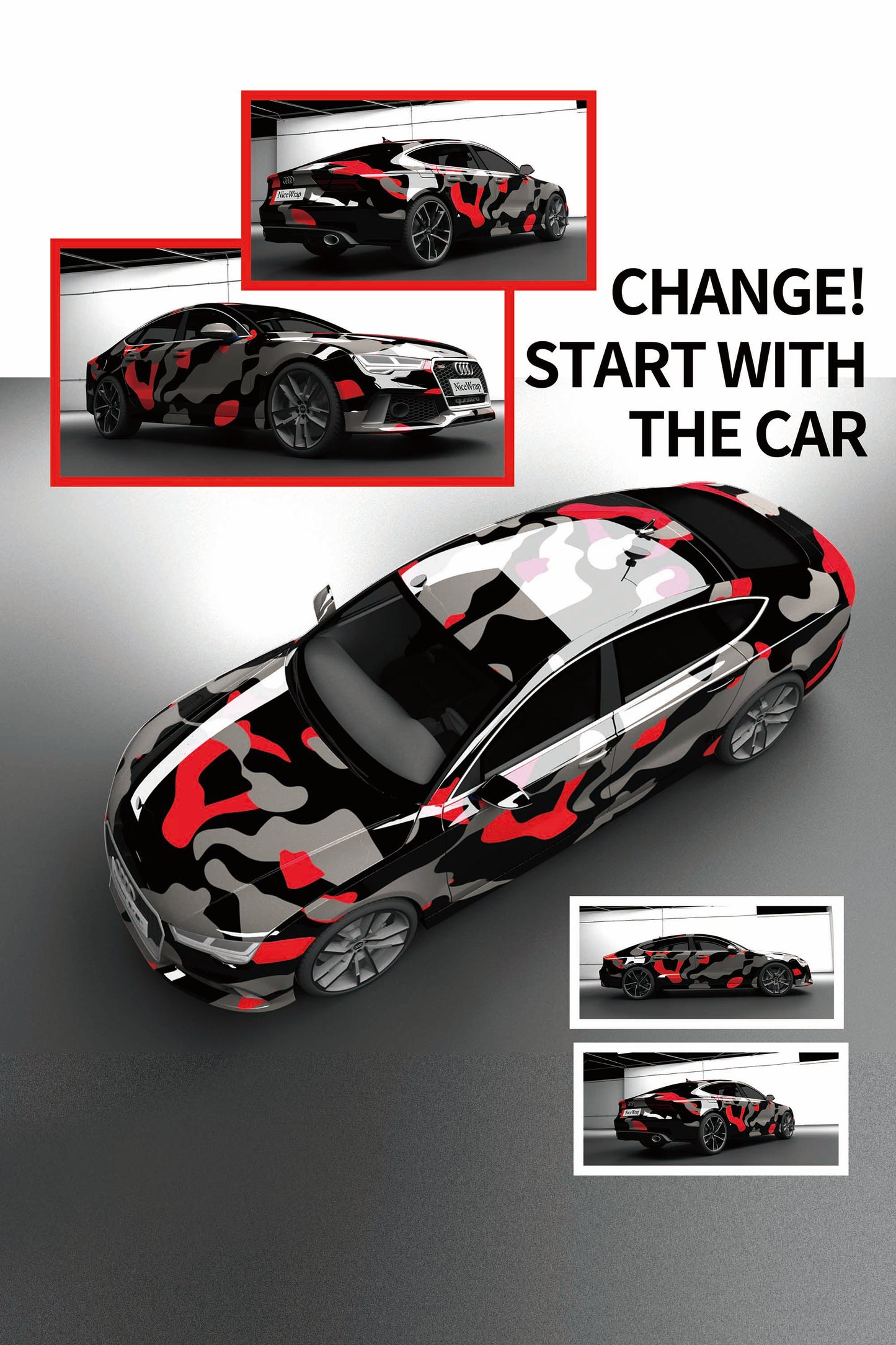 Black and red camouflage Audi