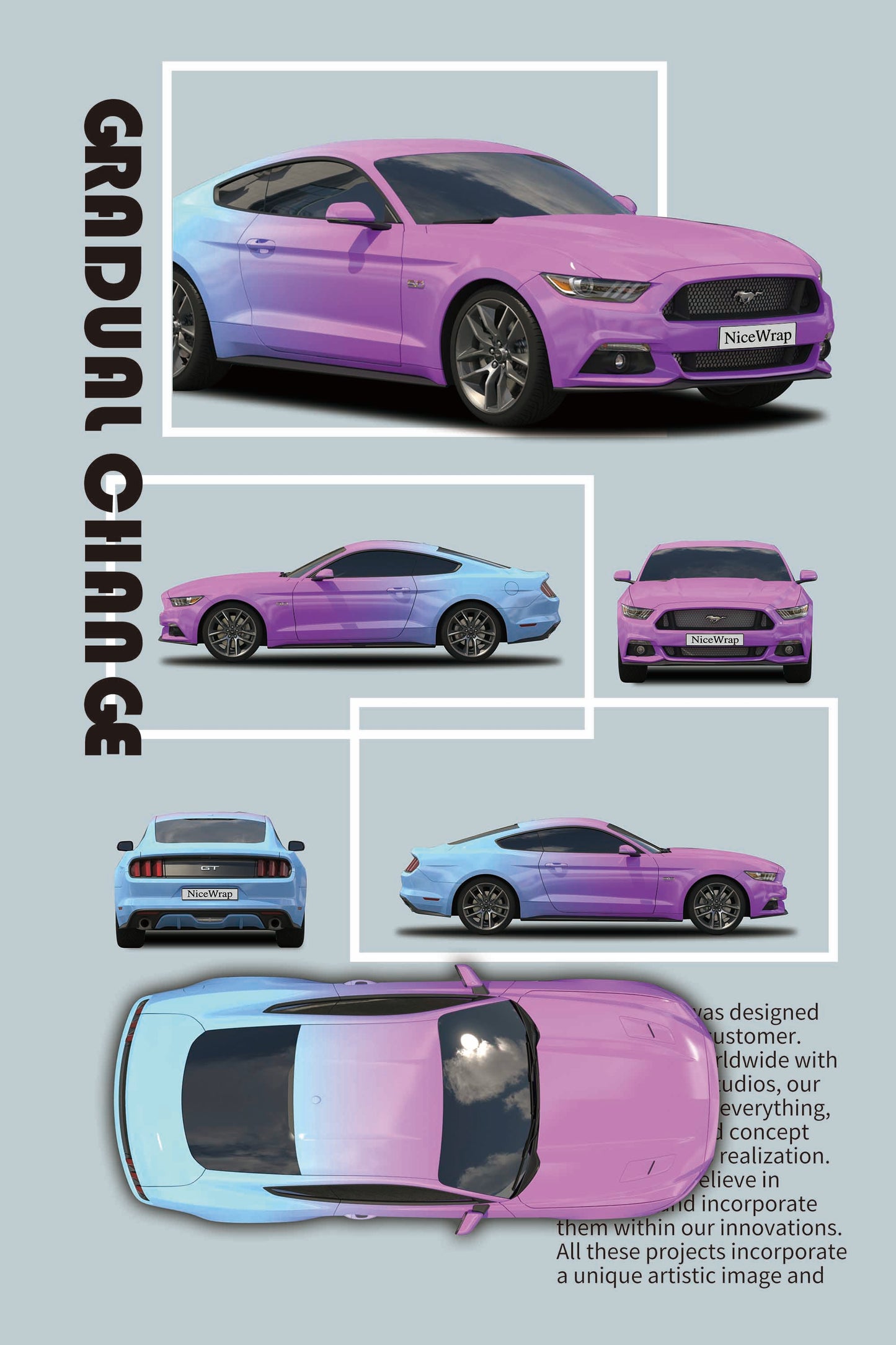 Ford Mustang Blue Pink Gradient