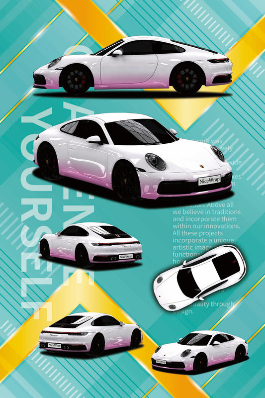 Porsche white pink gradient